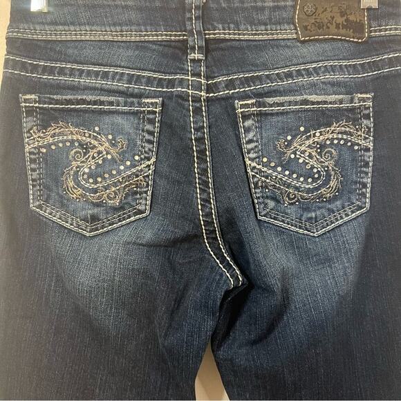 Silver Suki Mid Rise Y2K Bikercore Moto Bootcut Denim Jeans Size 28 - Picture 3 of 9